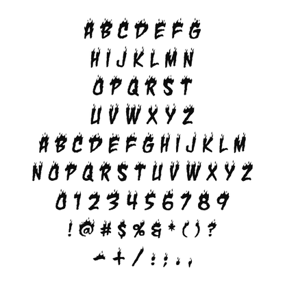 Alphabet numbers and available symbols