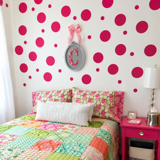 Mixed Size Polka Dot Wall Decal Set — enhanced original room photo