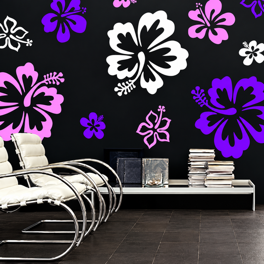 Hibiscus Flower Wall Decal Set — enhanced alternate room photo