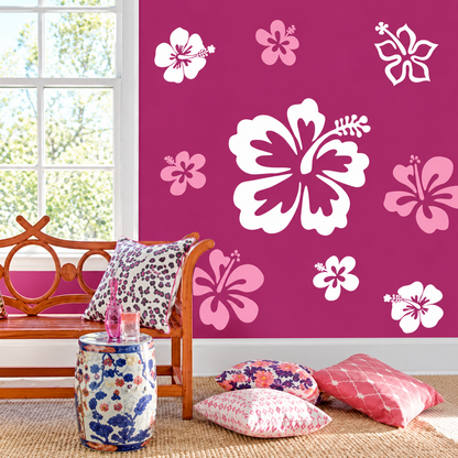 Hibiscus Flower Wall Decal Set — enhanced alternate room photo