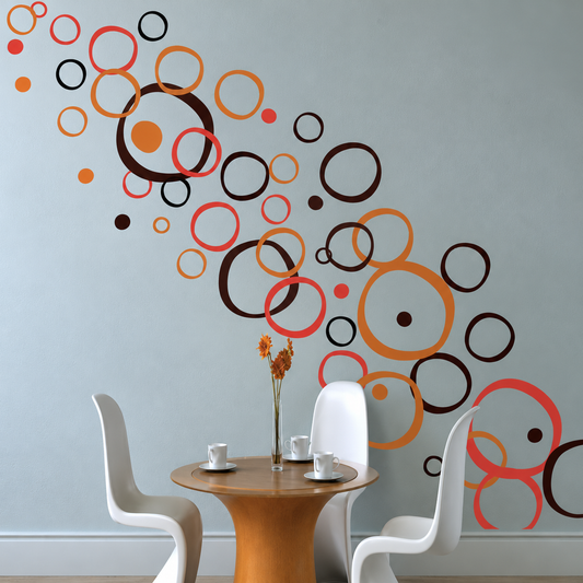 Retro Rings and Dots Wall Decal Set — enhanced alternate room photo