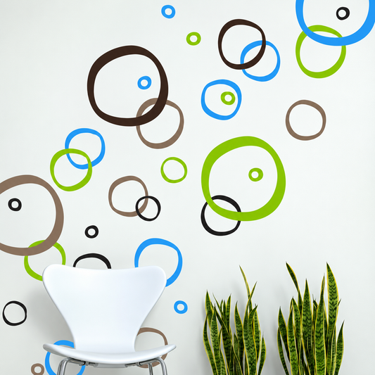 Retro Rings and Dots Wall Decal Set — enhanced original room photo