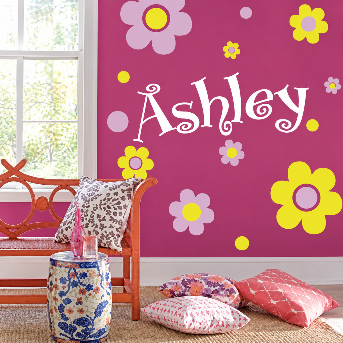Flower Power Wall Decal Set — enhanced alternate room photo