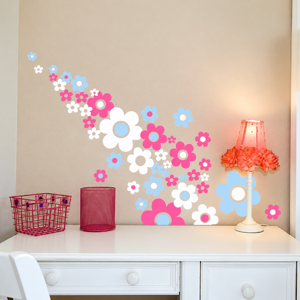 Flower Power Wall Decal Set — enhanced original room photo