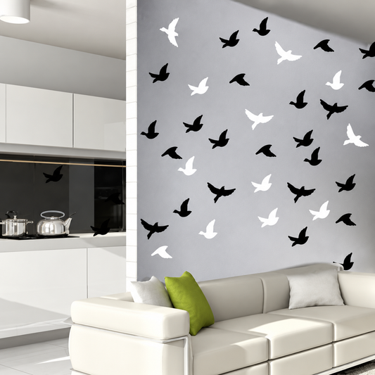 Mini Bird Wall Decals - Set of 20 — enhanced original room photo