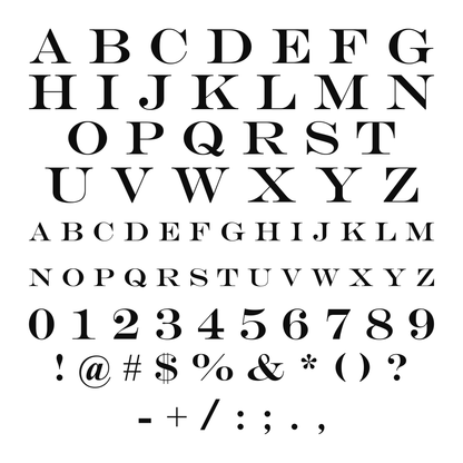 Alphabet and available characters
