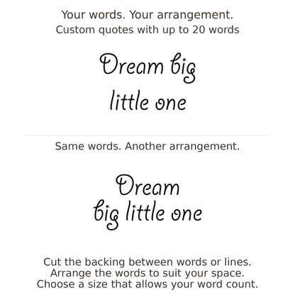 Large readable custom quote guide showing two arrangements with the same letter size