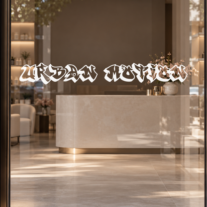 URBAN MOTION custom lettering on glass