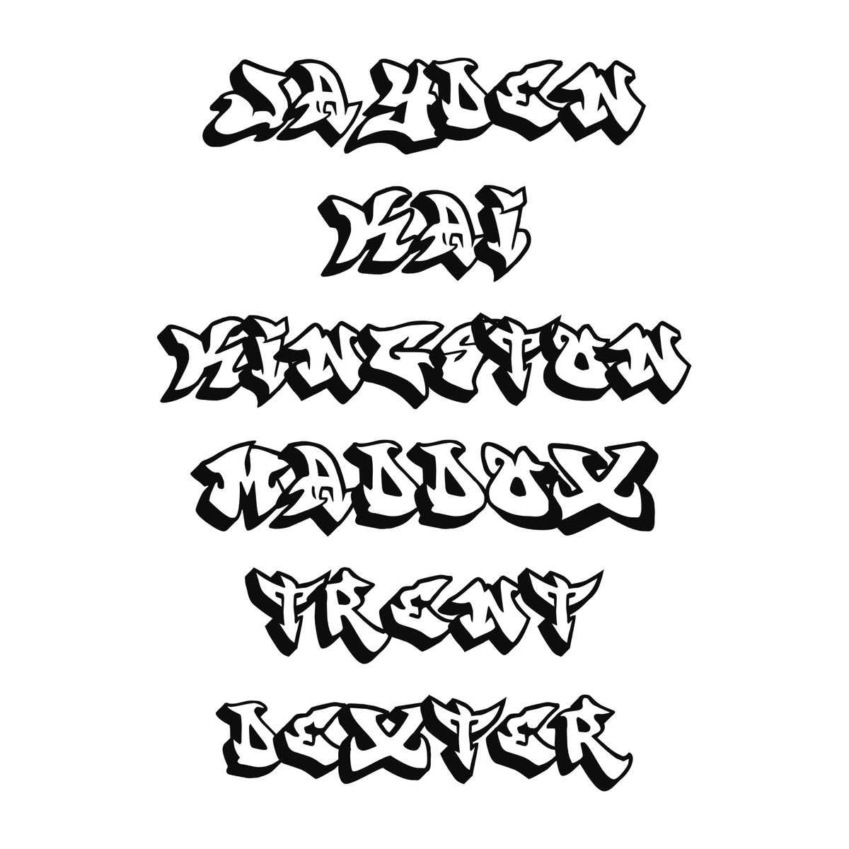 Several personalized name examples