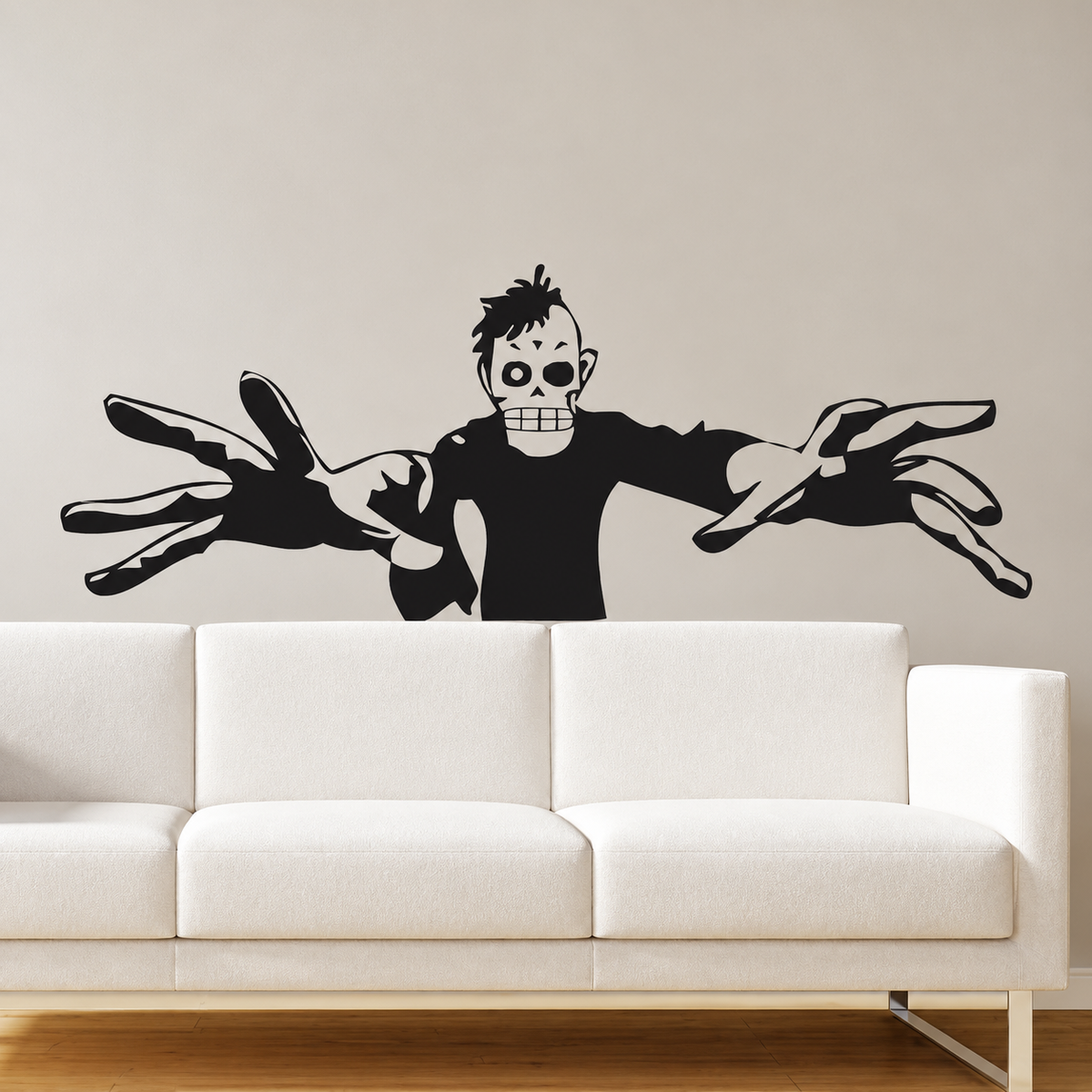 3d Zombie Silhouette Halloween Decal — enhanced original room photo