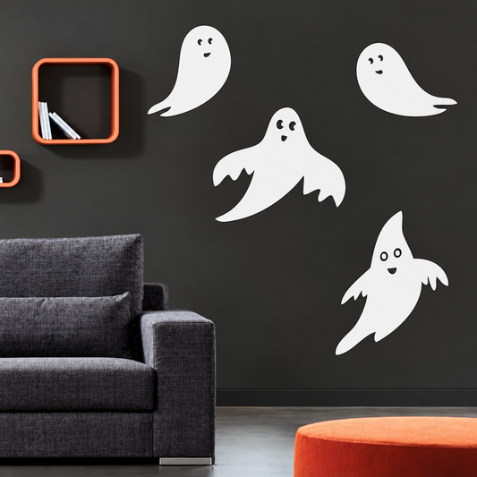 Ghost Halloween Wall Decals — enhanced original room photo