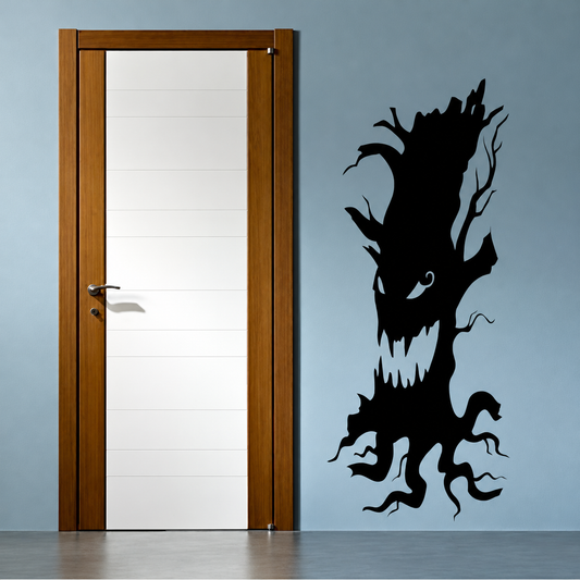 Scary Tree Halloween Wall Decal — enhanced original room photo