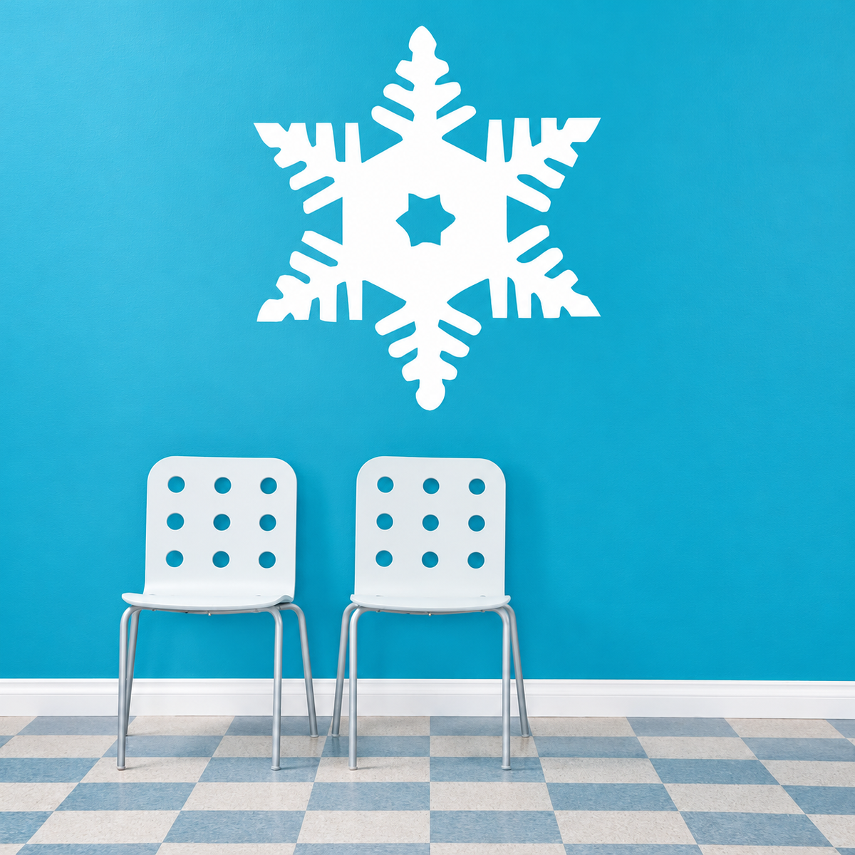 Single Snowflake Wall & Window Decal — enhanced original room photo