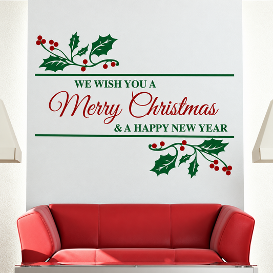 Decorative Merry Christmas Wall Quote — enhanced original room photograph