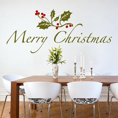 Merry Christmas & Leaves Wall Decal — enhanced original room photograph