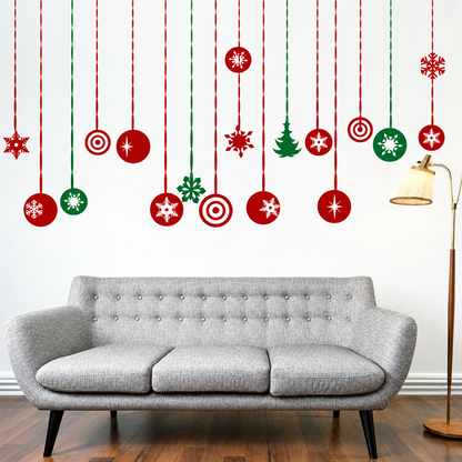 Hanging Ornament Christmas Wall Decals — enhanced original room photograph