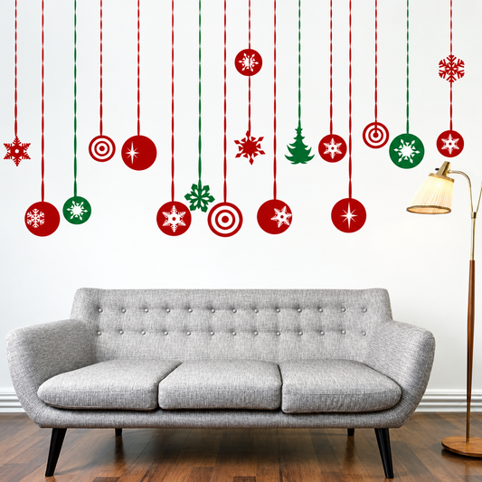 Hanging Ornament Christmas Wall Decals — enhanced original room photograph