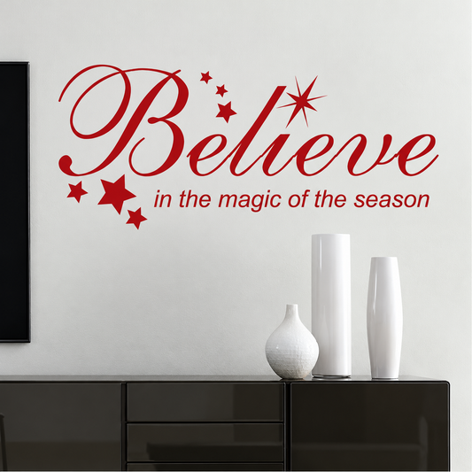 Believe Holiday Wall Quote — enhanced original room photo