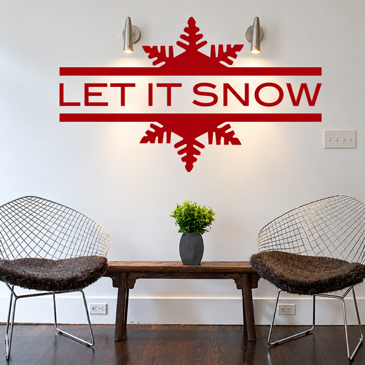 Let It Snow Wall Quote Decal — enhanced original room photo