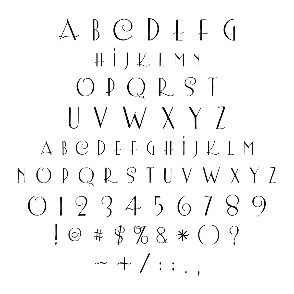 Alphabet and available characters