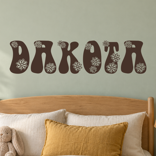Close-up custom lettering example on a smooth wall