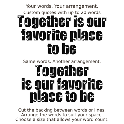 Large readable custom quote guide showing two arrangements with the same letter size