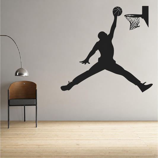 Basketball Dunk and Hoop Wall Decal — enhanced main image