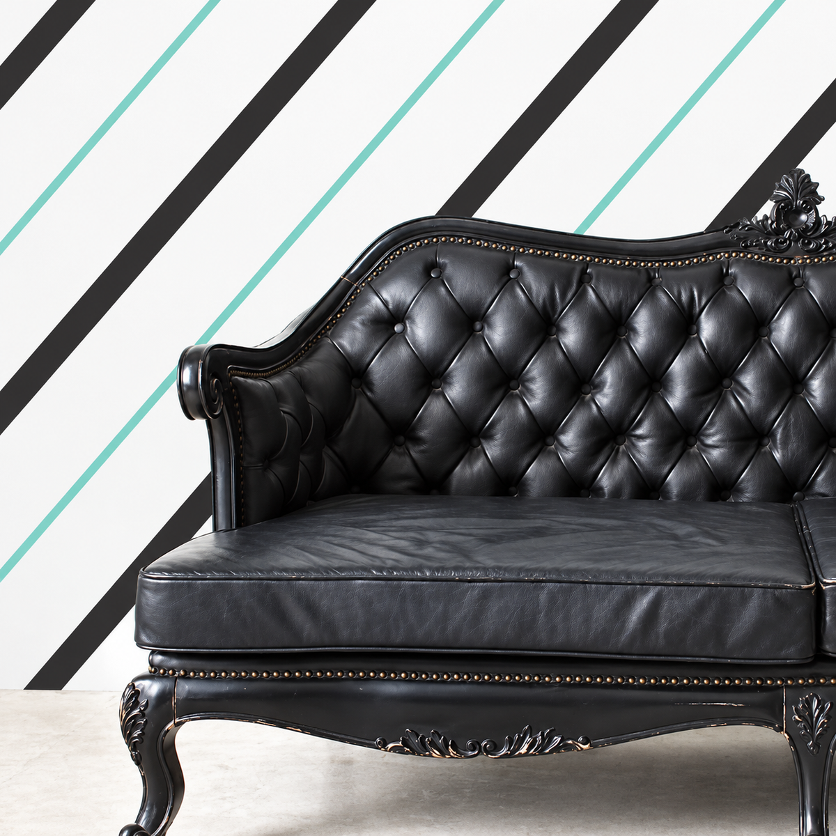 Custom wall stripes alternate room example