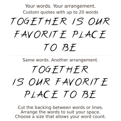 Large readable custom quote guide showing two arrangements with the same letter size