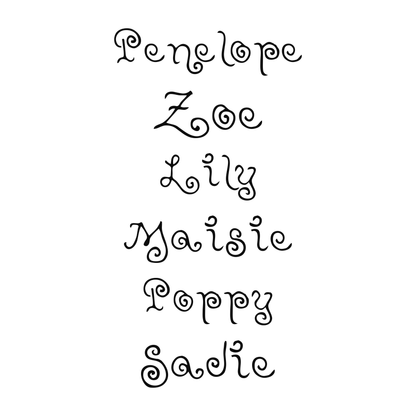 Personalized name examples in this lettering style