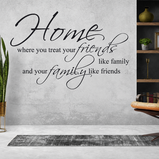 Home where you treat friends like family wall quote
