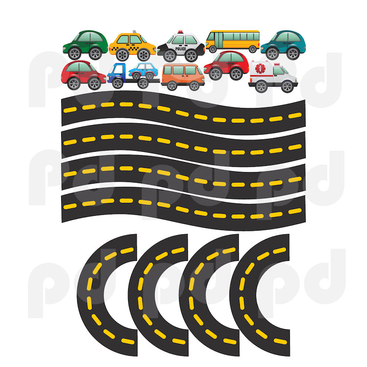 Race Car & Track Decal Set