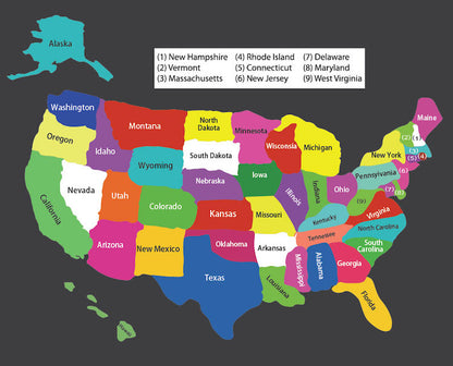 United States Map Wall Decal
