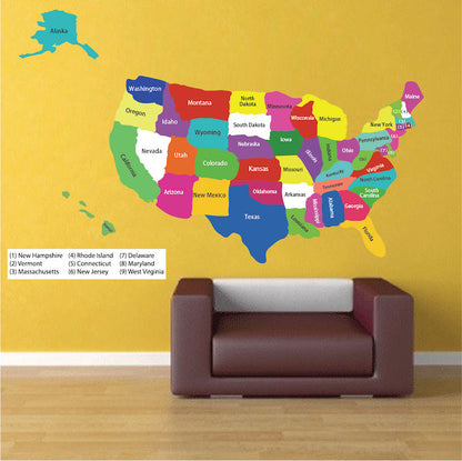 United States Map Wall Decal