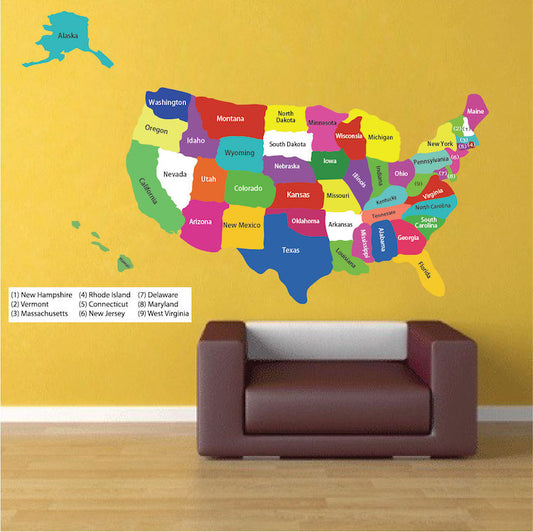 United States Map Wall Decal