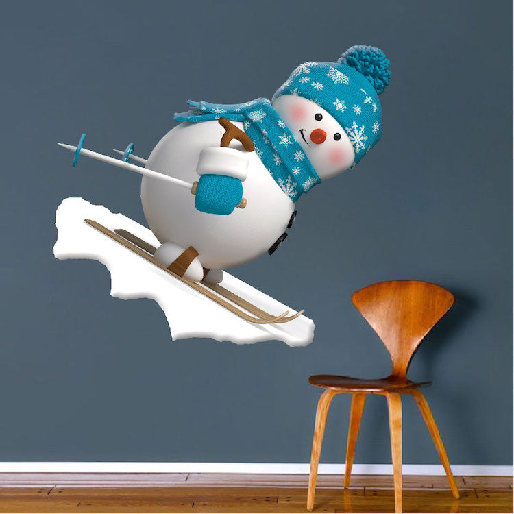 Skiing Snowman Decal