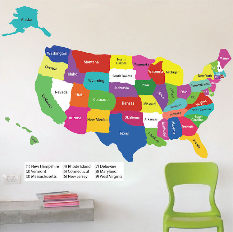 United States Map Wall Decal
