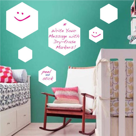 Writeable Dry Erase Hexagon Wall Decal