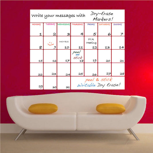 Monthly Dry Erase Wall Decal
